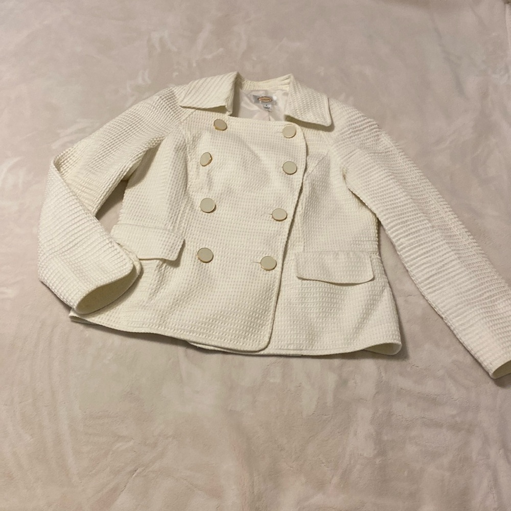 Woman’s Talbots 8 cream cotton jacket/Blazer lined